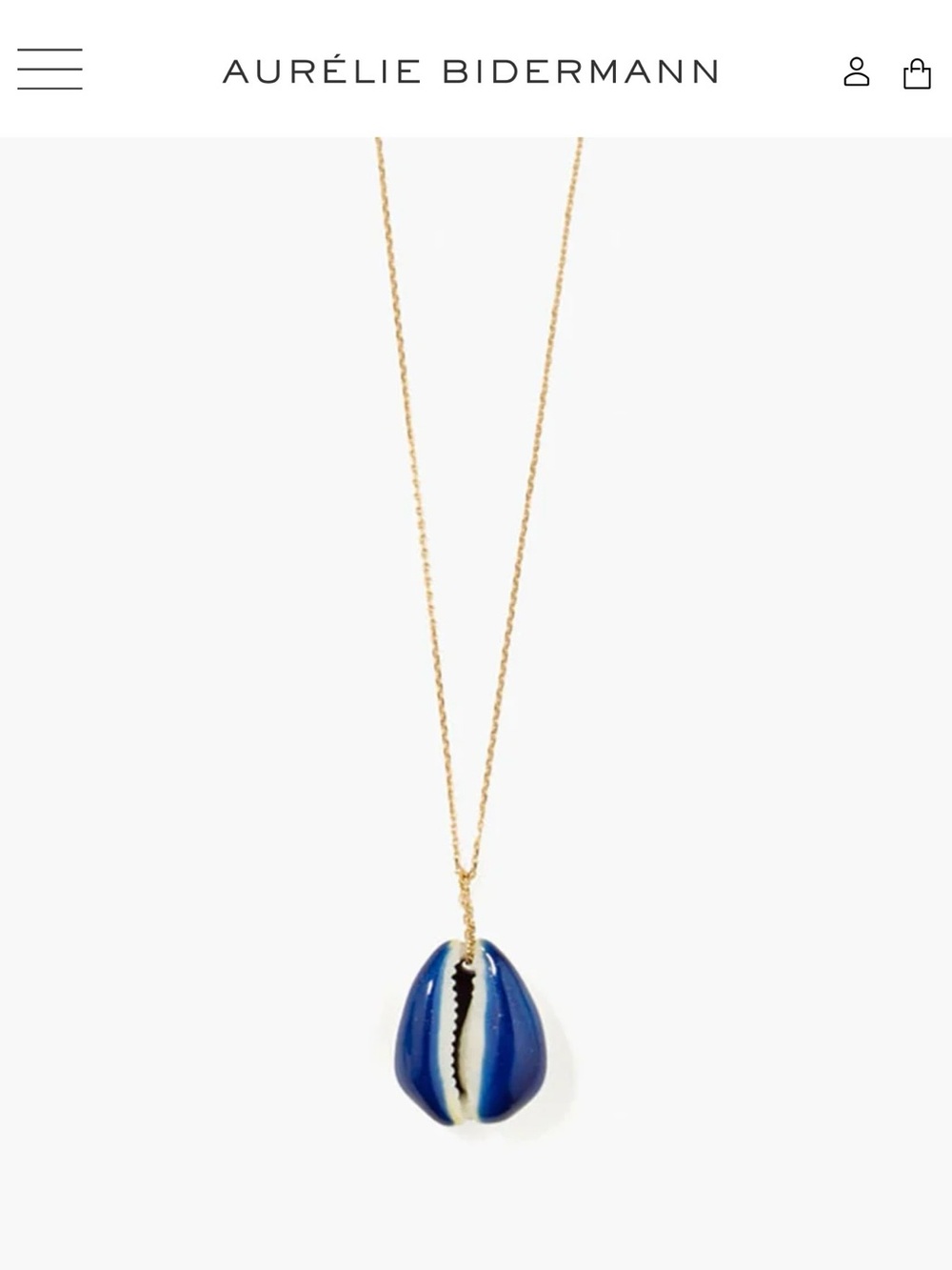 Aurelie Biedermann 18kt Yellow Gold Merco Conch Necklace in Cosmic Blue, $725